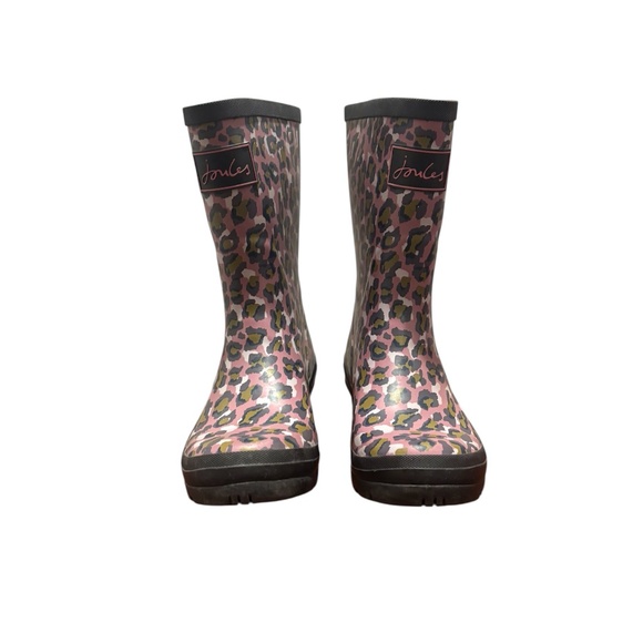 Joules Molly Welly Rain Boot in Pink Leopard Print Size 7 - Picture 1 of 7